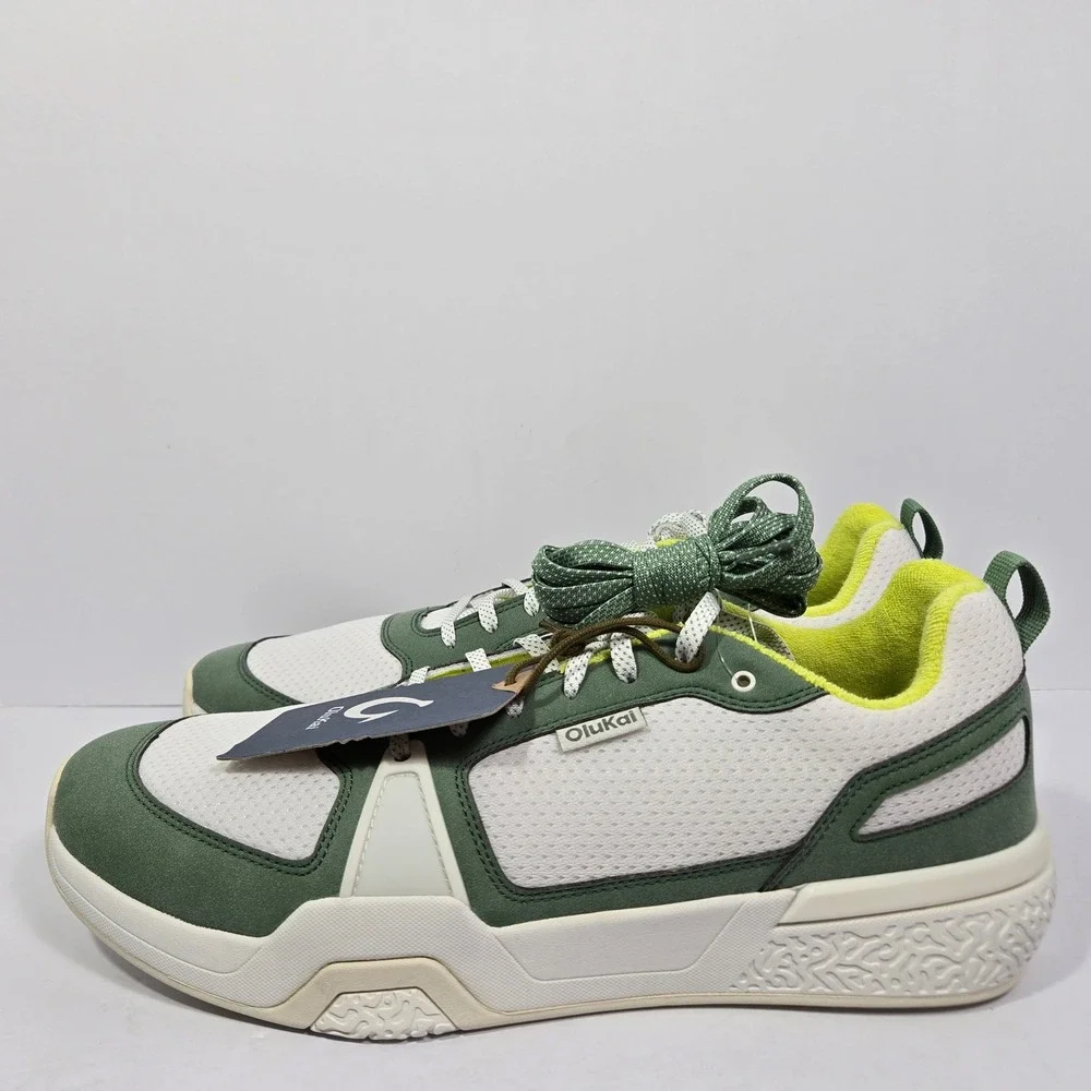 OluKai Anau Mens 14 Sneakers Bright White Leaf Green 10545-WBSE Pickleball